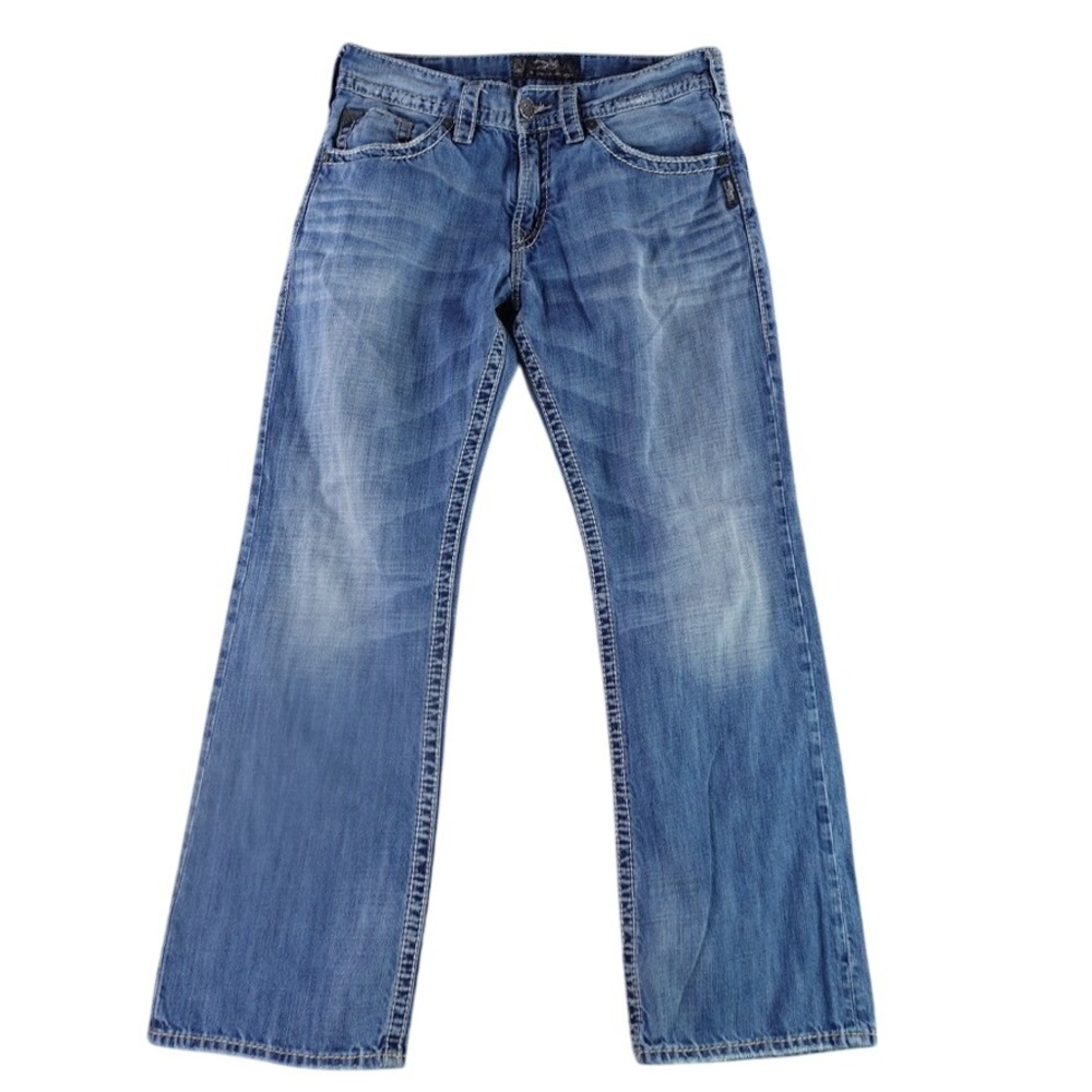 Silver Jeans Jeans Mens 32x32 Blue Zac Relaxed Straight Medium Wash Nice Fade